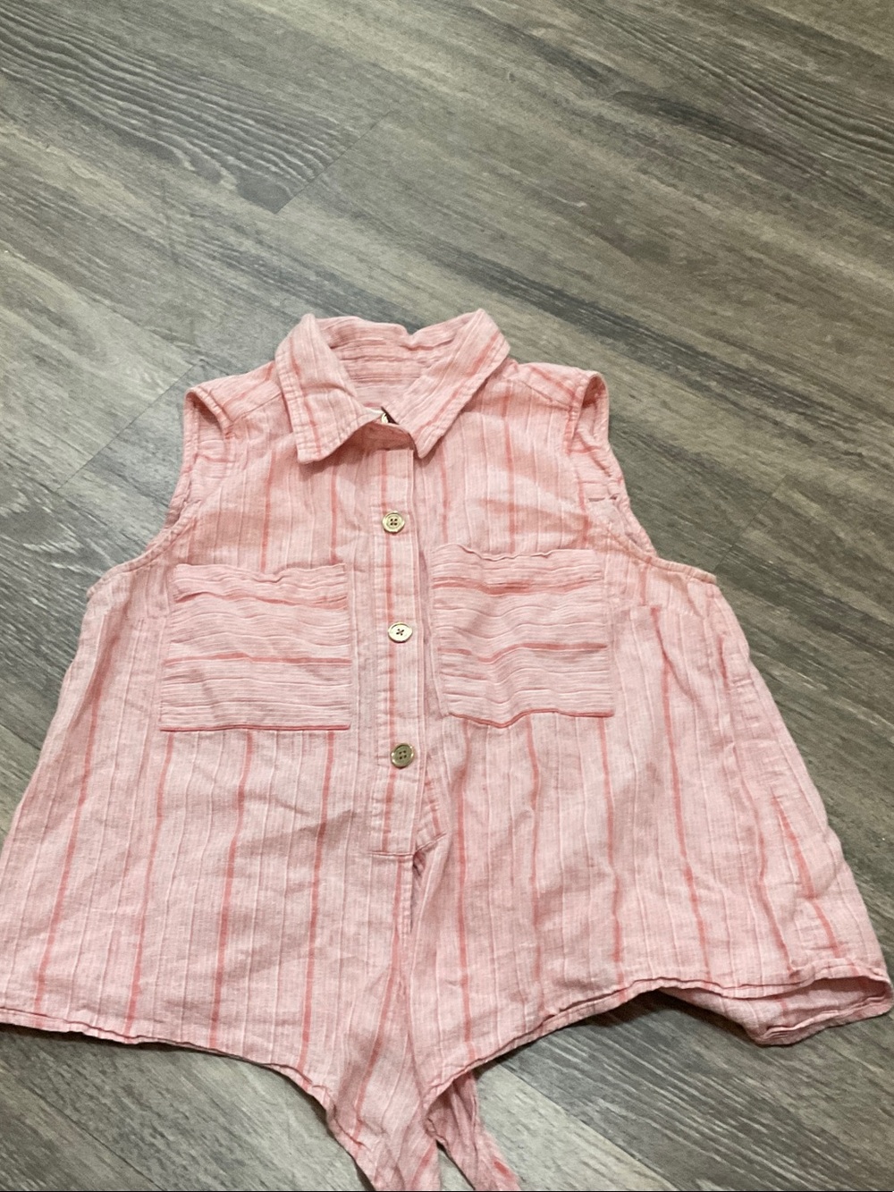 Michael Kors Pink Striped Sleeveless Button-Down Top